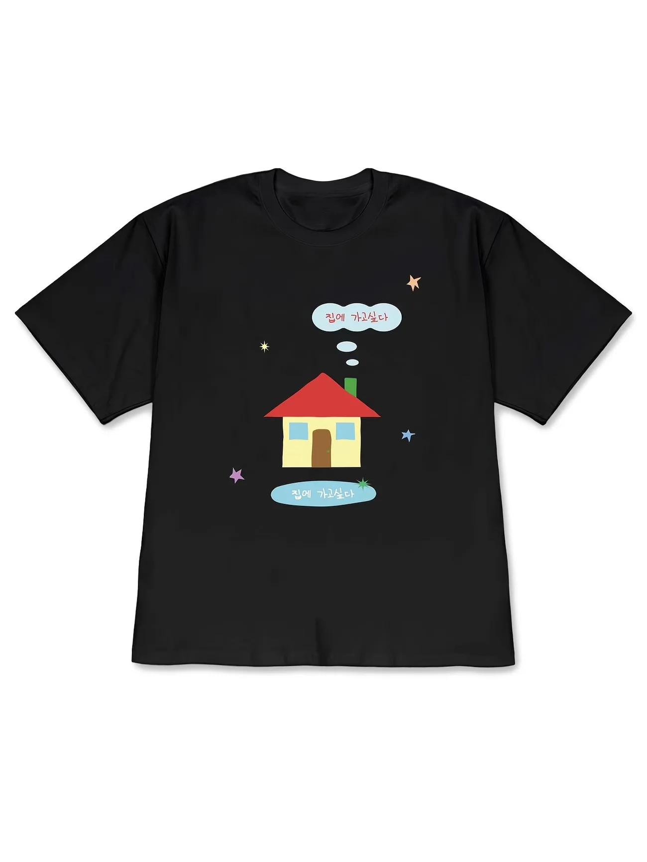 I Want To Go Home Korean Letter Print T-shirt Women Men Summer New Casual Short Sleeve Crew Neck Y2k Tee Harajuku Streetwear Top