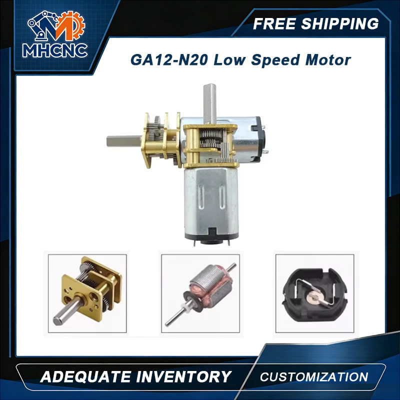 MHCNC GA12-N20 Micro Metal Gear Motor DC 3V/6V/12V Brushed Low Speed Motor with Gearwheel 15-1000RPM Mini Gear Motor for DIY