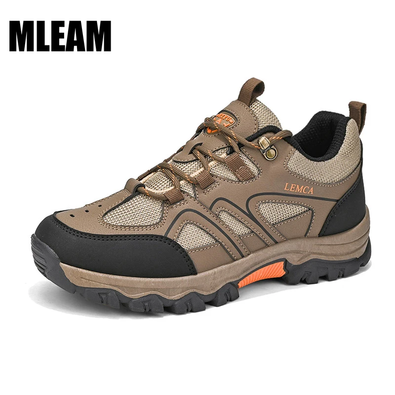 High Quality Men Hiking Shoes Durable Outdoor Sports Mens Trekking Shoes Lace-Up Climbing Hunting Anti Slip Rubber Sole Sneakers