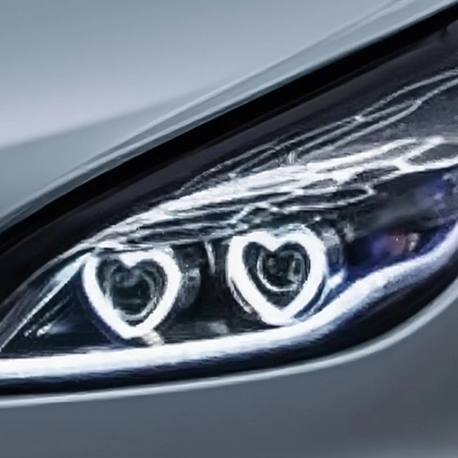 LED Headlight RGB Heart Shape App Control Car Accessories Multicolor Auto Fog Light For Truck Motorcycle RV Sedan SUV Pickup Van
