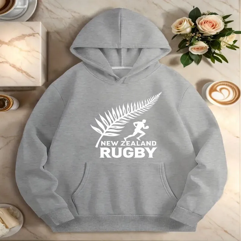 

Осенне-зимняя женская одежда, женский свитшот большого размера, белый, Новая Зеландия, регби, дизайн текста, топ из чистого хлопка