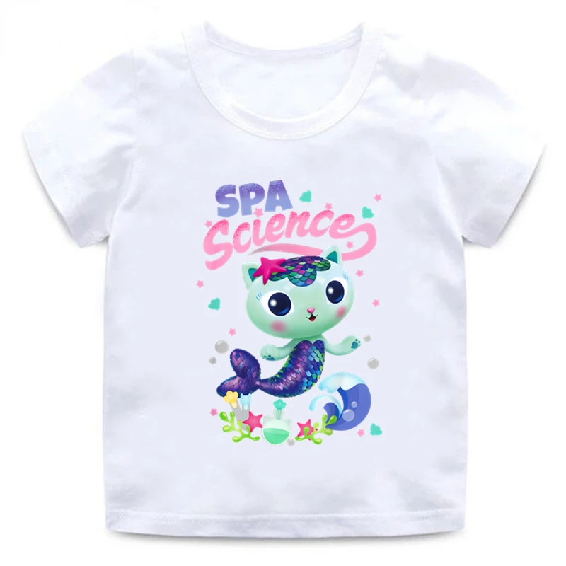 New Cute Girls' Clothing Gabby Doll House Cartoon Children's Funny T-shirt Baby Boys Summer Short Sleeve T-shirt Children's Top