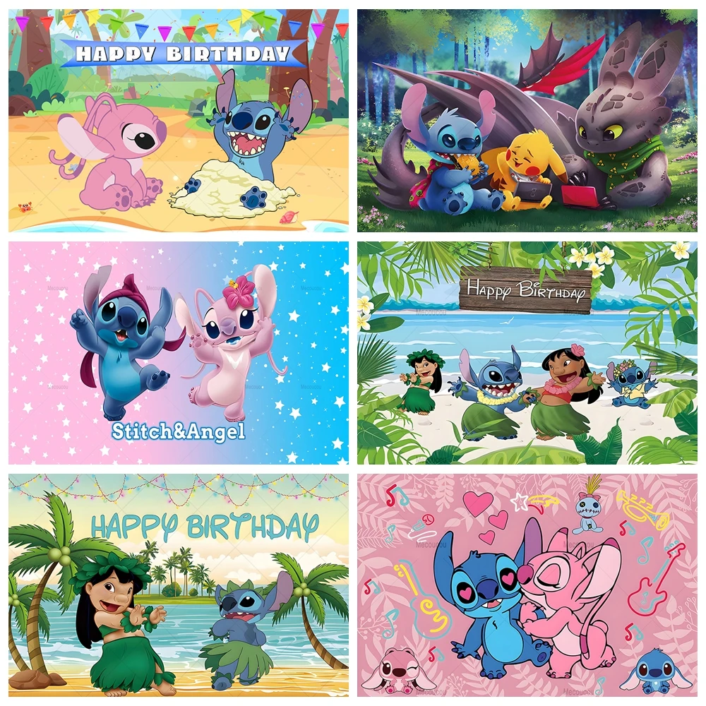 Lilo und Stich Thema benutzer definierte Hintergrund Cartoon Anime Charakter Hawaii Hula Boy Girl Geburtstags feier Fotografie Banner