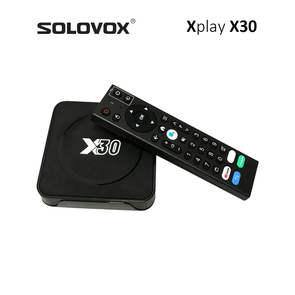 يتميز صندوق تلفزيون SOLOVOX Xplay Android 12 X30 ثنائي النطاق WiFi5 جيجا هرتز 2G 4G RAM 16G 32G ROM HD2.0 8K 22FPS HEVC Stalkermac X Player