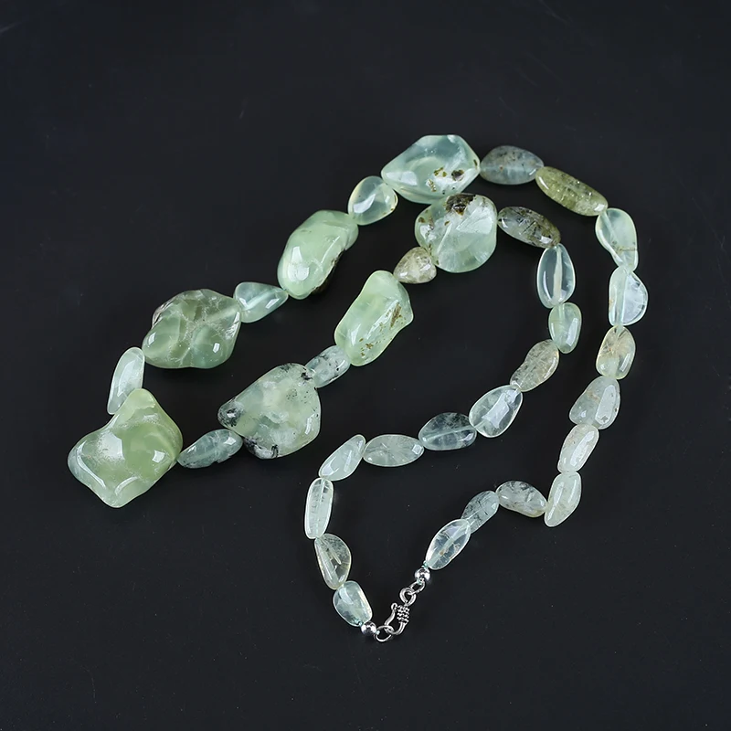 Fine Jewelry Natural Stone Prehnite Necklace Accessories Beads For DIY Jewelry Making 27x20x15mm 11x8x6mm 22inch 111g