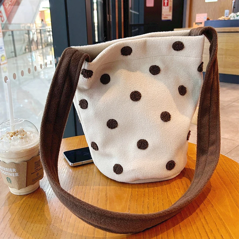 Women'S Bags New Look - Wollen Polka Dot Emmer Tassen voor