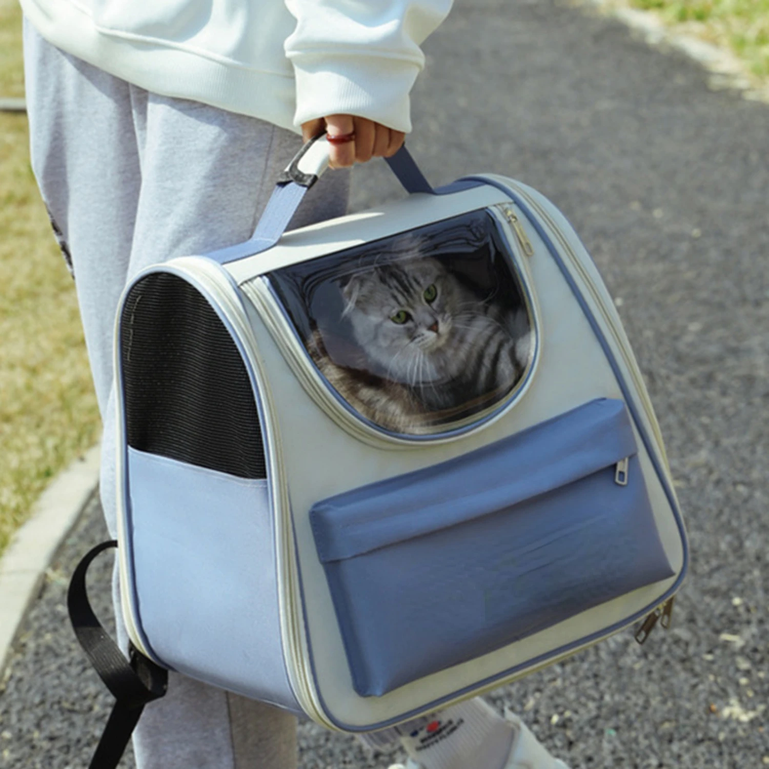 Safe, Cozy, and Stylish Plush Outdoor Cat Carrier Backpack - Ensuring Comfort and Security on Journeys with Your Feline Friend -