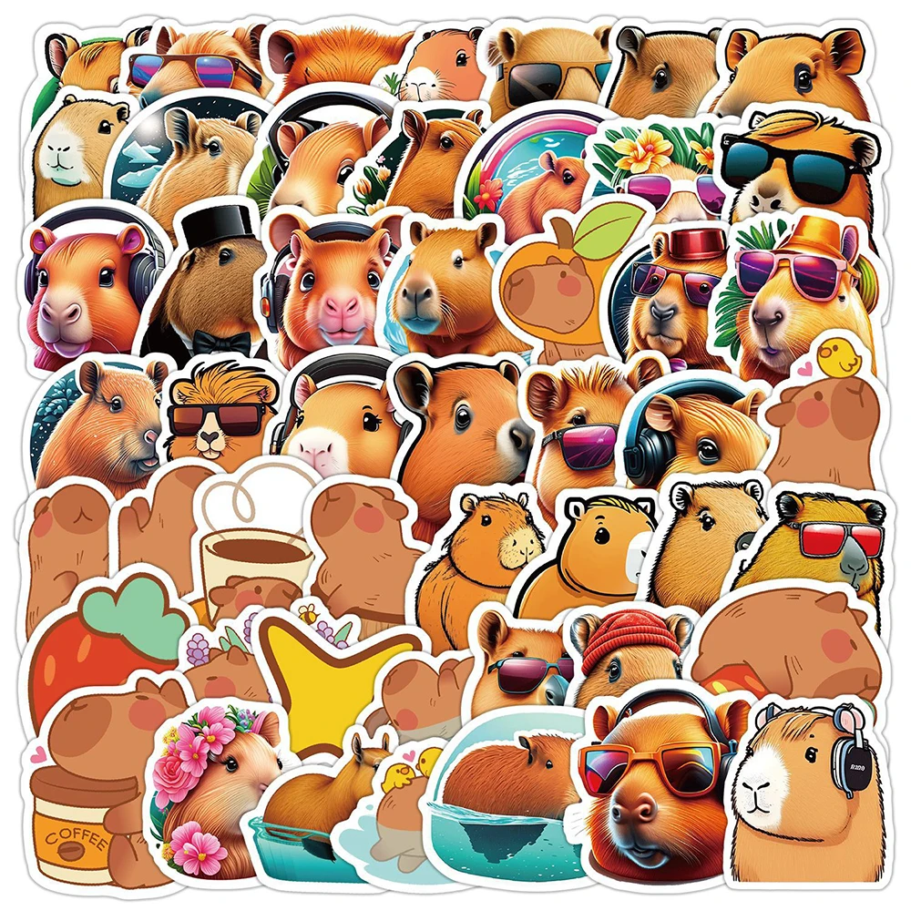 10/30/50pcs Cute Animal Capybara Stickers Kawaii Funny Cartoon Waterproof Decals Sticker Graffiti Laptop Scrapbook Water Bottle