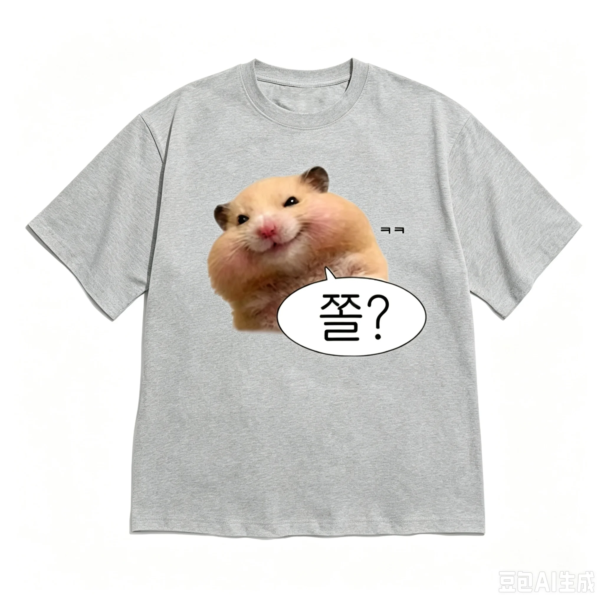 Goofy Korean‑Style Meme Chubby Hamster Funny Contrast Graphic Print Unisex Short Sleeve Tee  Family Party Daily Casual Outfit
