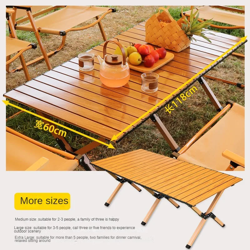 Portable Ultra Light Folding Table, Outdoor Camping Table, Camping Chairs, Lightweight Picnic Wood Grain Dining Table