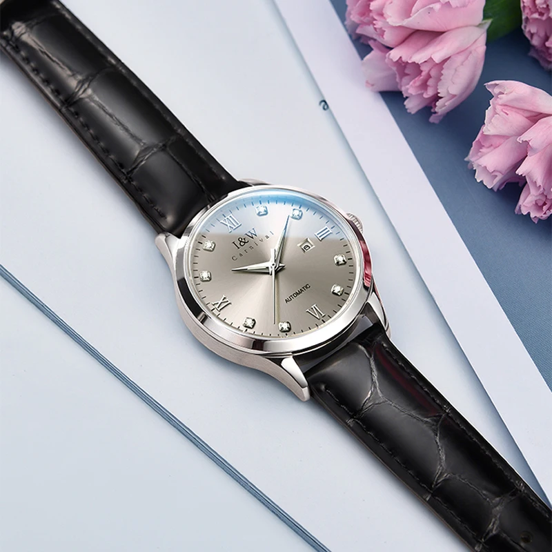 Carnival High End Series IW Top Luxury Brand Women Automatic Mechanical Watch Leather Strap Waterproof Women Wristwatch Casual