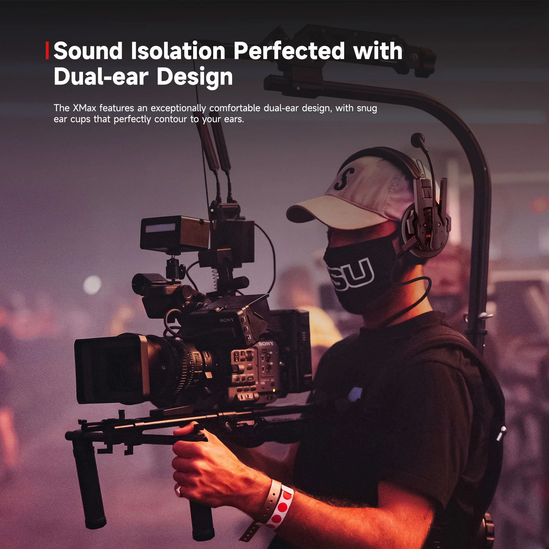 SYNCO Xtalk XMax5 With Dual-ear Design 500m Reliable Transmission Range Dual-microphone Full-Duplex Wireless Intercom System