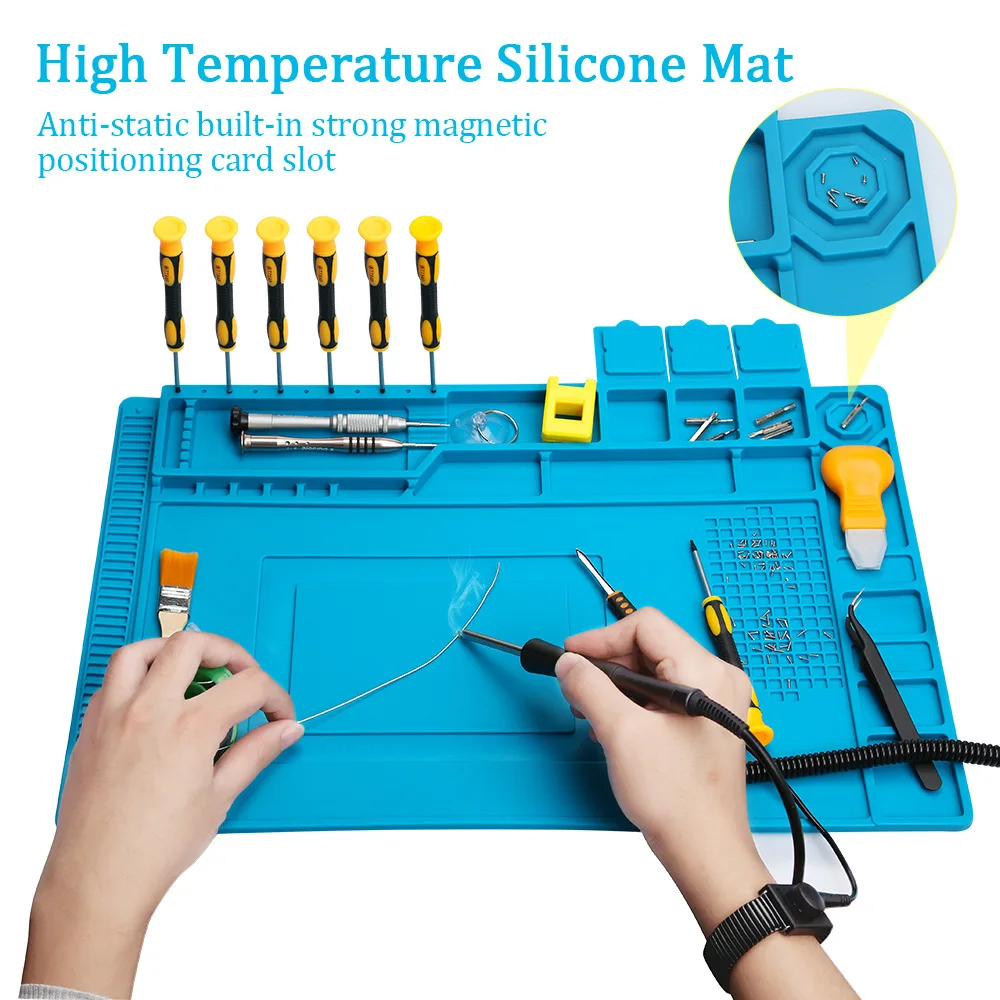 Imagem -04 - Esteira Magnética do Trabalho do Silicone para o Reparo Eletrônico do Portátil e do Relógio do Telefone Estação de Solda Resistente ao Calor Antiestático 932 °f