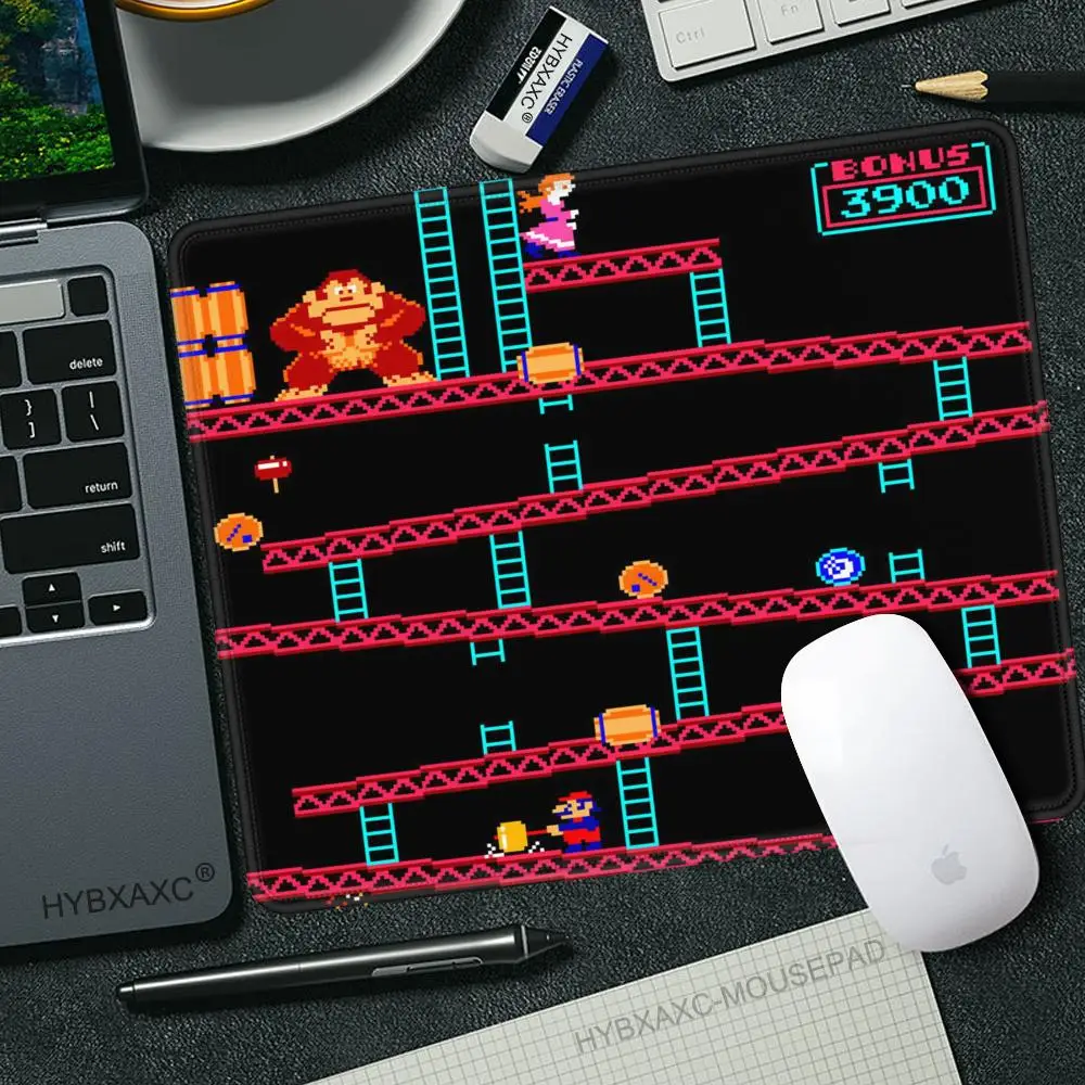 XS Donkey Kong Mouse Pad Square Non-Slip Rubber Mousepad with Stitched Edges Arcade Game Collage Gaming Computer PC Table Mat