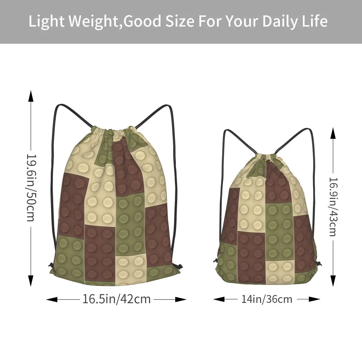 Olive Brick Brown Brick Tan Brick Backpacks Portable Drawstring Bags Sports Bag Book Bags for Travel School