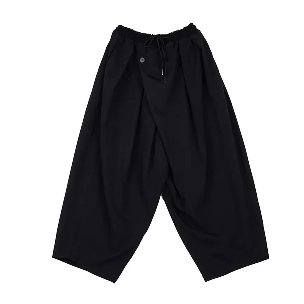 Gothic Y2k Culottes Button Irregular Casual Hakama Streetwear Personality Japanese Harajuku Culottes Men\'S Clothing Unisex 2024