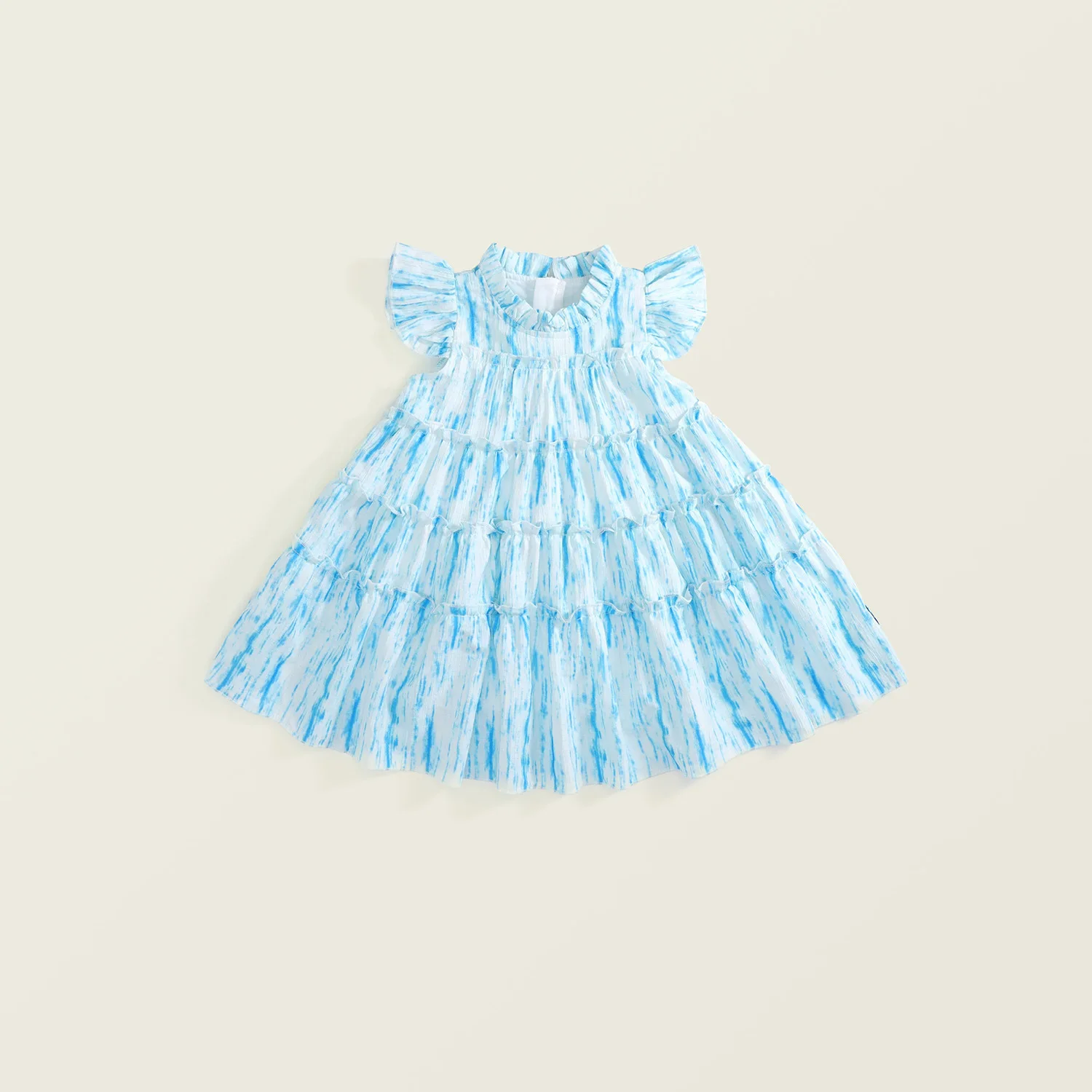 

2024 Summer New Arrival Girls Chiffon Sleeveless Ruffles Sky Blue Roupa Infantil Menina Cute Party Dress Custume 4-9T