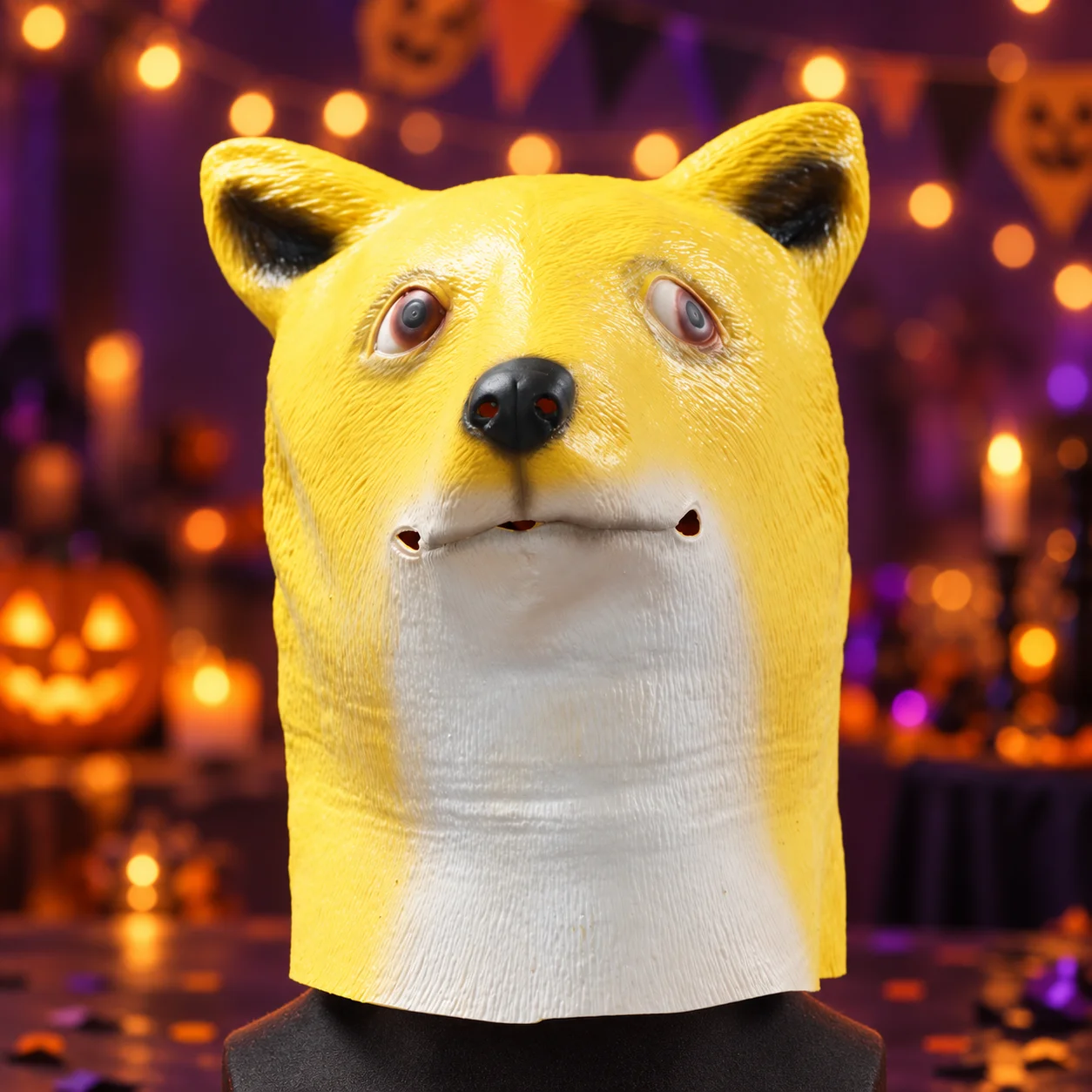 Funny Yellow Dog Head Mask Halloween Novelty Animal Costume for Cosplay Party Masquerade Bring Laughs and Stand Out in the Crowd