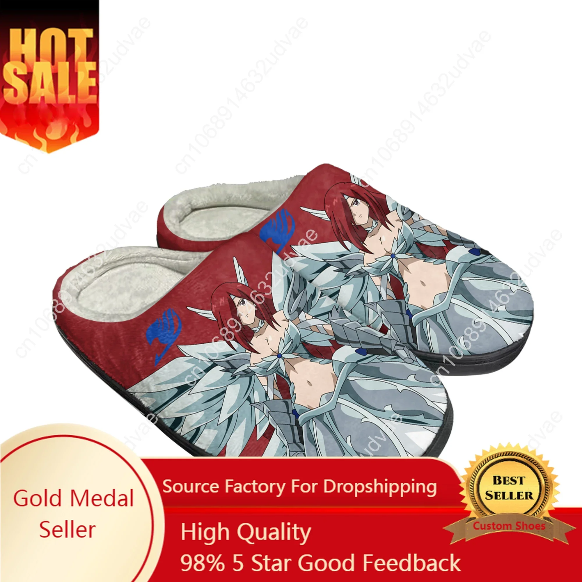 

Anime F-Fairy T-Tail Erza Scarlet Home Cotton Custom Slippers Mens Womens Sandals Plush Casual Keep Warm Shoes Thermal Slipper