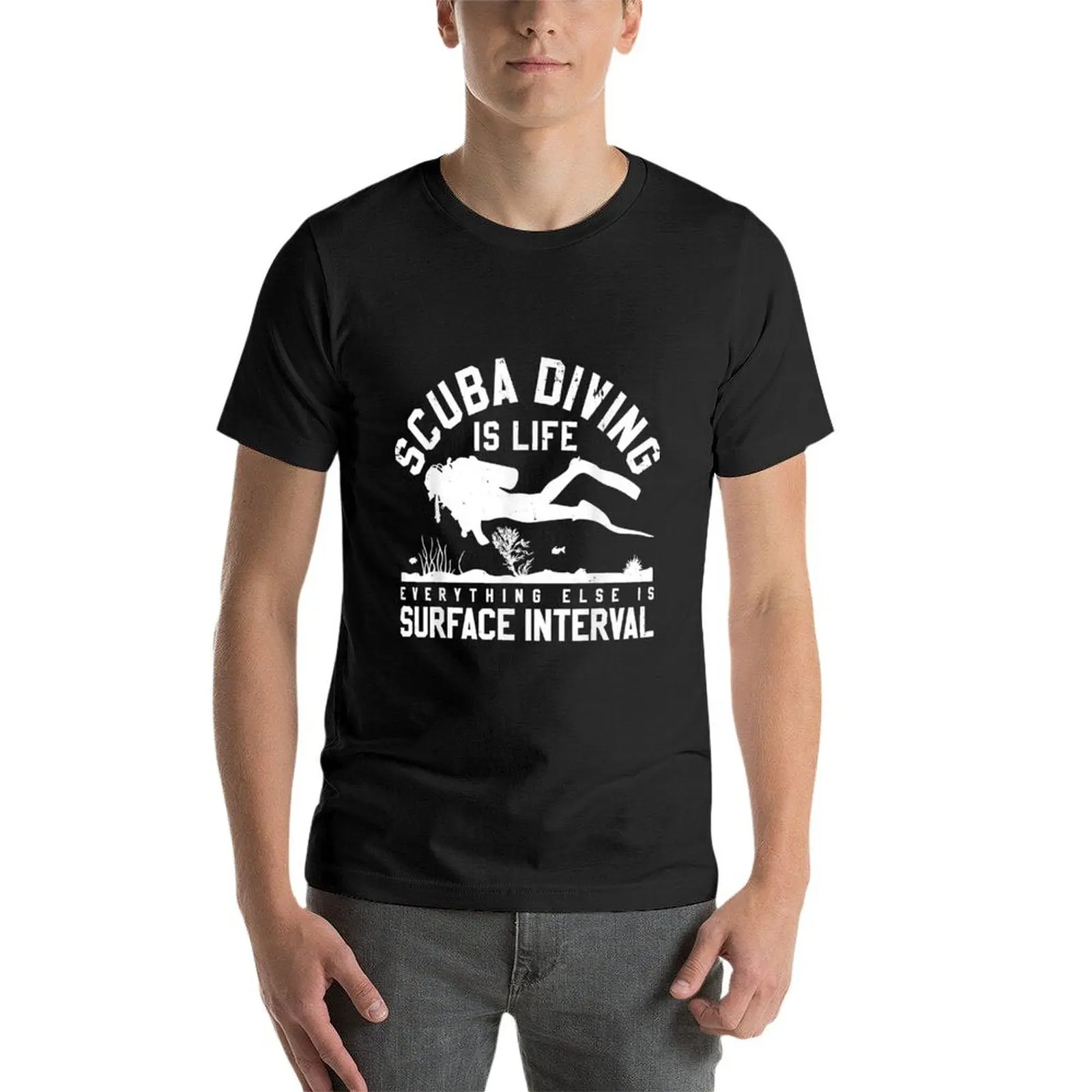 Camiseta de intervalo de superficie para hombre, camisa de gran tamaño con gráfico de buceo, es la vida, todo lo demás, nueva edición, algodón