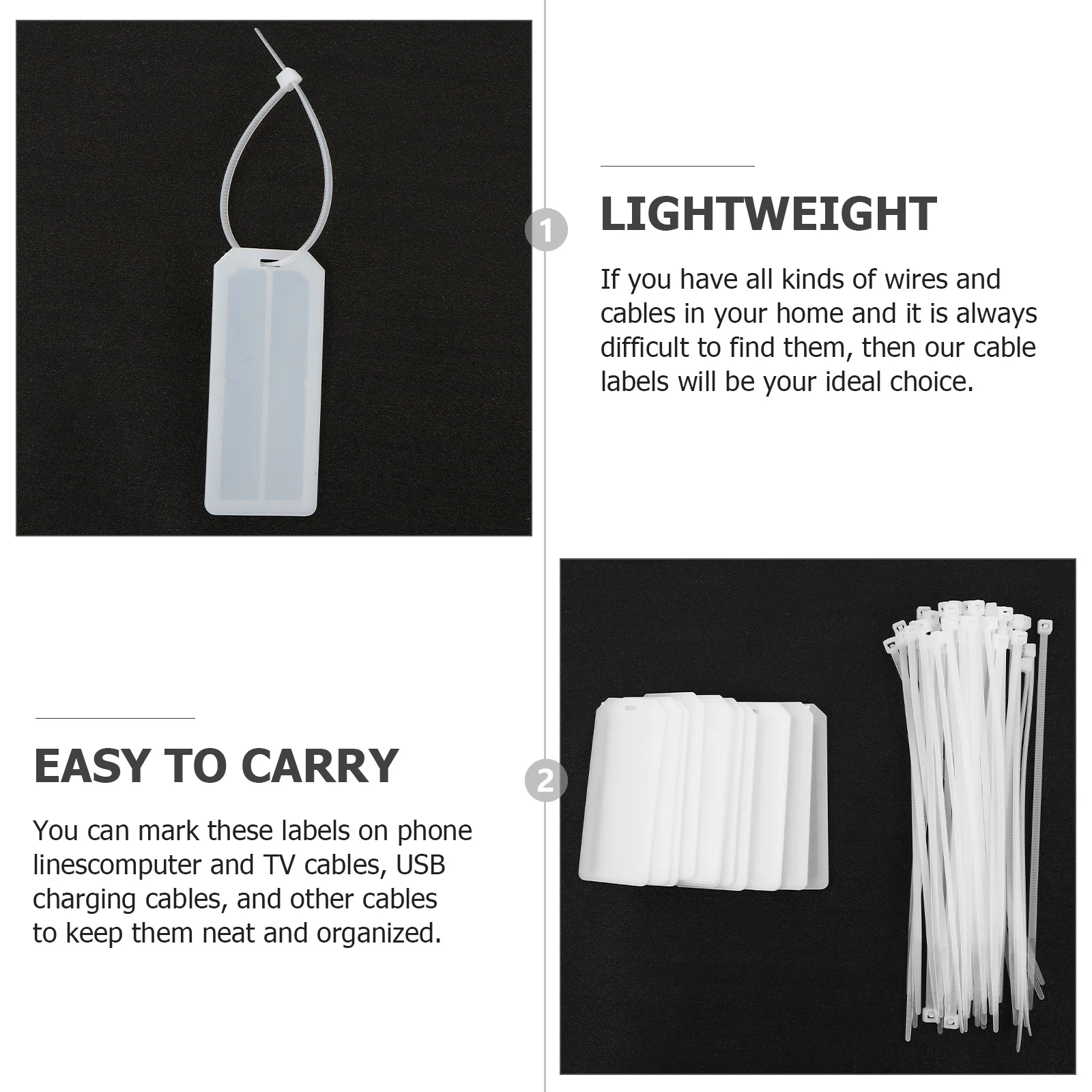 

50Pcs Cable Labels Cord Identification Tags Multicolor Writable ABS Material for Home Office Cable Management Cord Marking