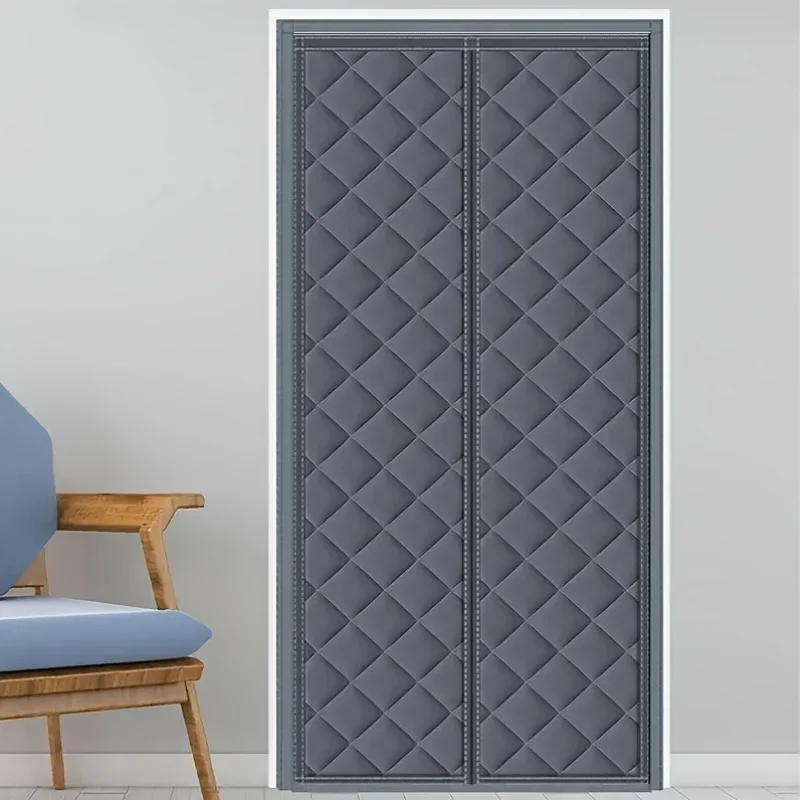 yesMagnetic Thermal Insulated Door Curtain,Thick Cotton Padded Windproof Cold‑Proof Winter Door Cover,Magic Tape No‑Drill For Ho