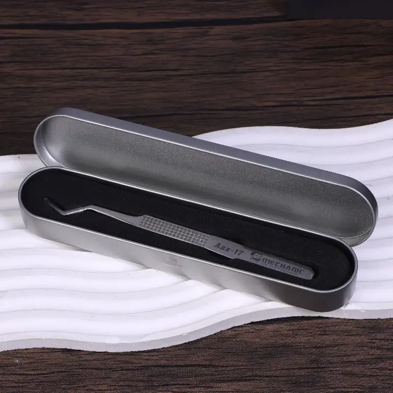 1 szt. Pęseta pozycjonująca do cyny ze stali nierdzewnej Aax-17 z precyzyjną, cienką końcówką do precyzyjnego mocowania drutu cynowego, antypoślizgowa, odporna na zużycie.