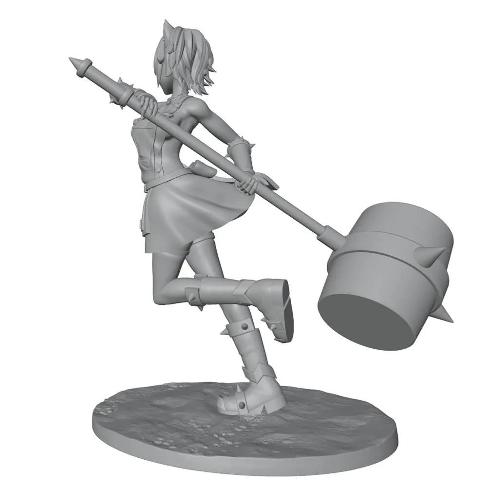 Figura de resina sin pintar niña con martillo para rol y coleccionismo - imagen 5