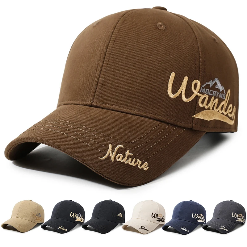 Unisex Cotton Baseball Cap Wander Nature Mountain Embroidery Adjustable Men Women Outdoor Hiking Casual Sun Peaked Hat