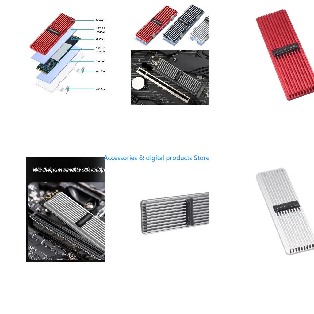 77JD M.2 SSD Heatsink Thermal Pad Heatsink Aluminium Cooling with Silicone Thermal Pad Heatsink 2280 NVME CPU Cooling
