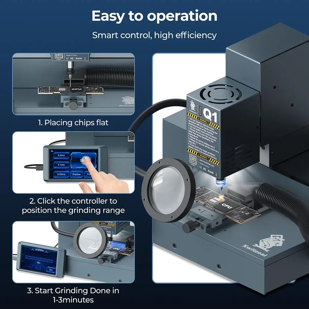 Xwitzeal Q1 Automatic CNC Chip Grinding Machine BGA Motherboard IC Chip PCB Board Polishing Grinder For Macbook Phone Repair