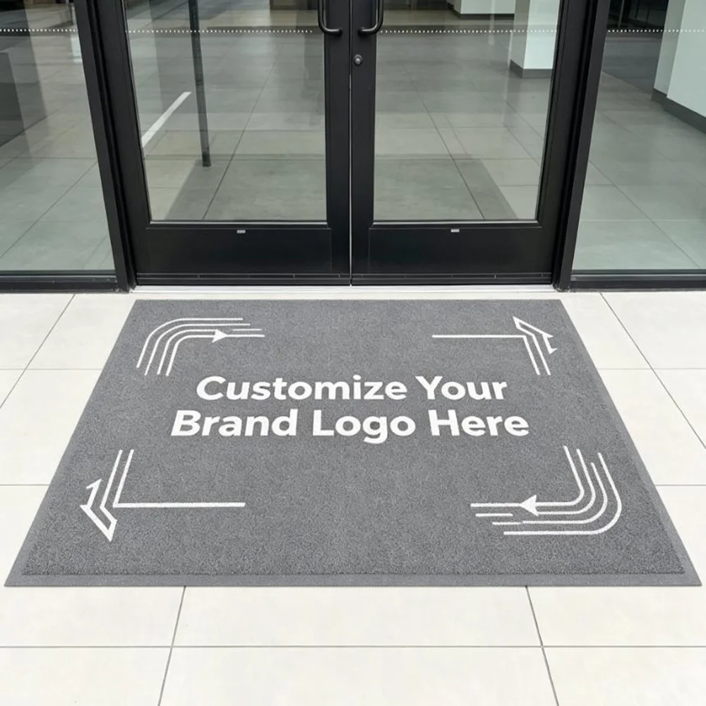 

Custom mat brand entrance logo print heavy duty anti slip floor rug stylish brand welcome mat for storefront brand display