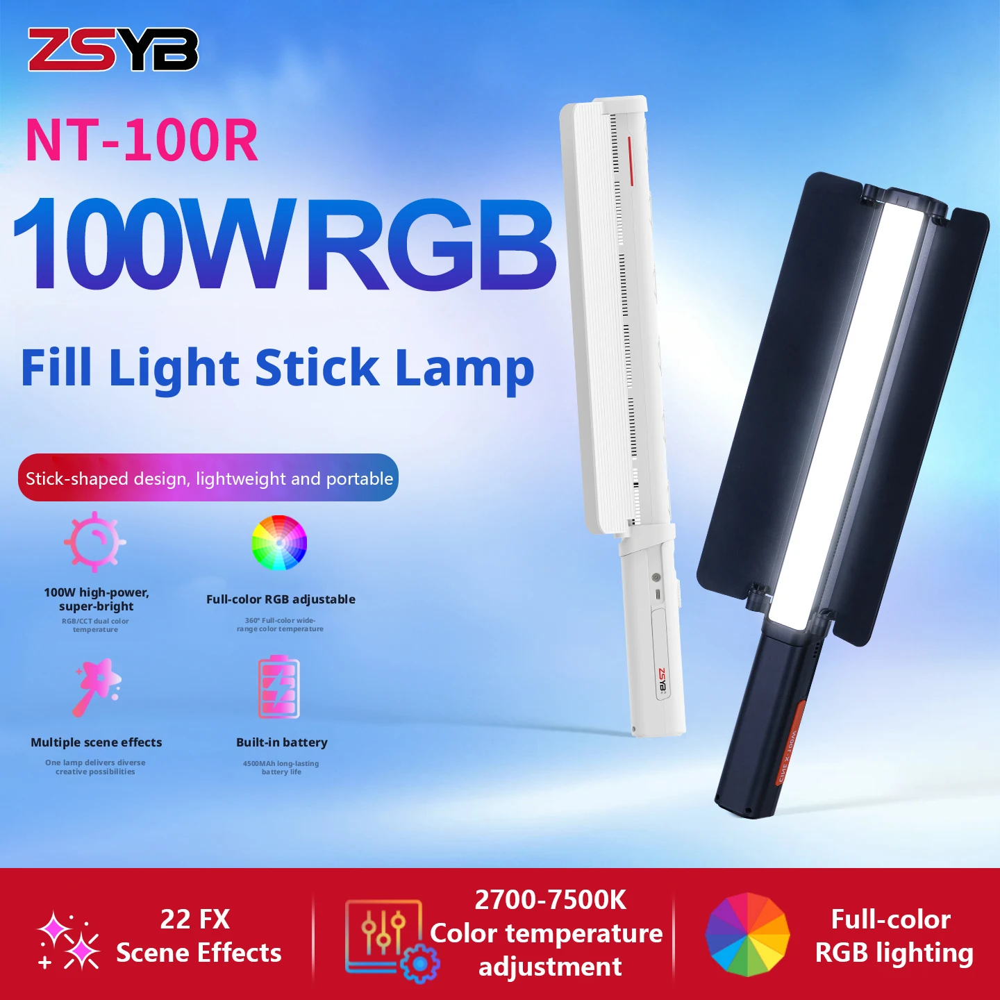 ZSYB NT100R 100W RGB LED Light - đánh giá và giá Outdoor Lighting Video Shooting
