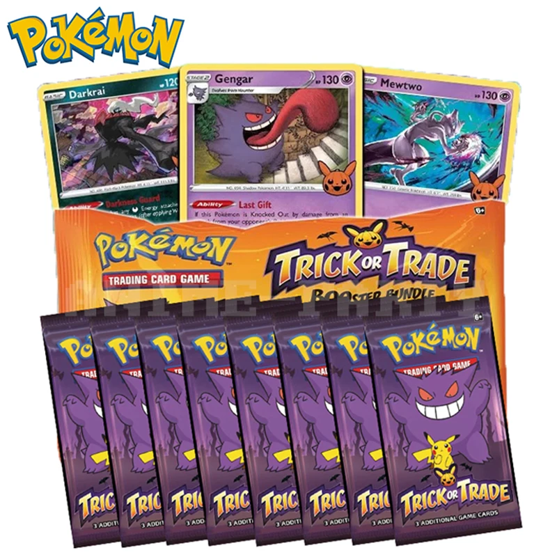 

Original Pokemon Card Halloween Trick or Trade Booster Bundle Gengar pokemon TCG Limited Collection card Child Party Board Game