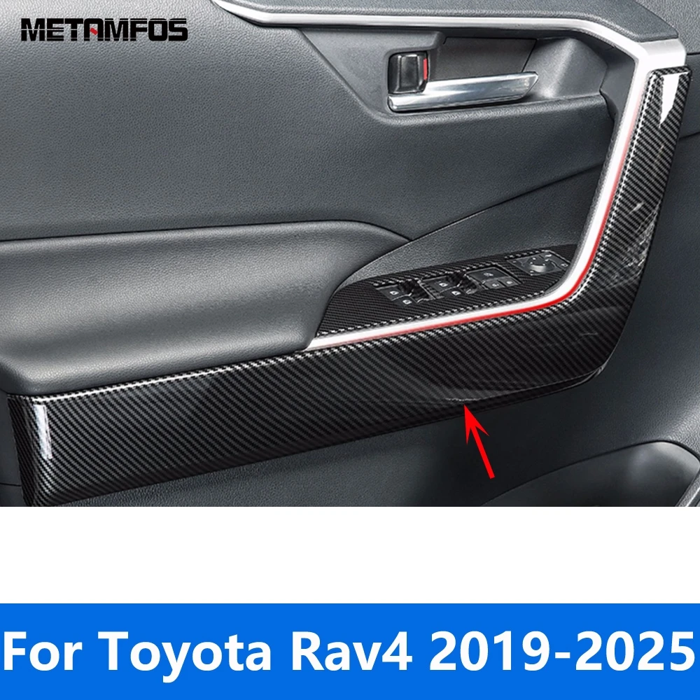 

Для Toyota Rav4 Rav 4 2019-2024 2025 углеродное волокно, внутренняя дверь, подлокотник, панель, полоса, крышка, молдинг, аксессуары, Стайлинг автомобиля