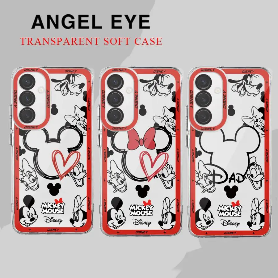 Clear Case For Samsung Galaxy A35 A55 A53 A54 A50 A34 A33 A25 A24 A13 A14 A15 A32 A23 A22 Phone Cover Disney Mickey Minnie Logo