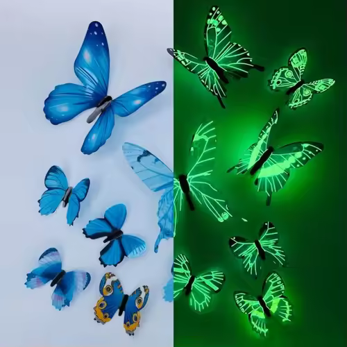 New 12Pcs Fashion 3D Luminous Butterfly Creative Wall Sticker For DIY Wall Stickers Modern Wall Art Home Decorations DIY Gift - Image 8