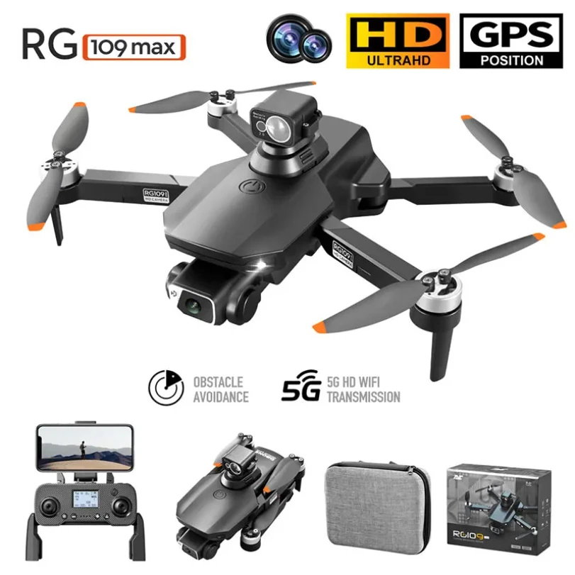 

RG109 MAX GPS Drone 4K Professional HD Dual Camera 5G Wifi Photography Brushless Foldable Quadcopter RC Distance 1.2KM Dron Toy