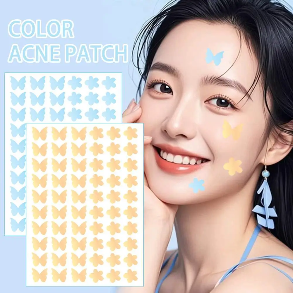 60 قطعة زهرة غير مرئية شكل فراشة حب الشباب التصحيح علامات حب الشباب غطاء التصحيح مقاوم للماء مقاوم للعرق بثرة أداة إزالة العناية بالبشرة #1