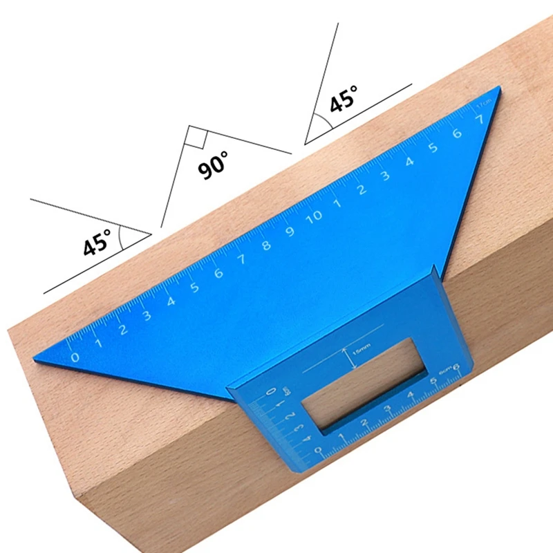 1 PCS Woodworking Multifunctional Angle Ruler Blue T-Shaped Marking Planner 45-Degree Right-Angle Guide Ruler