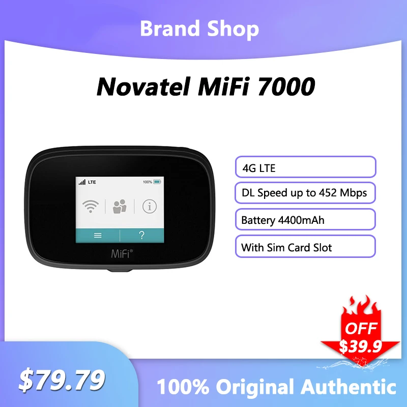 Unlocked Novatel MiFi 7000 Modem 4G WiFi Sim Card 150mbps Mini Outdoor Portable Pocket WiFi Router Battery 4400mah