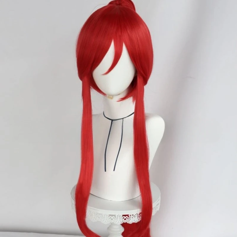 Elza·Scarlet Cosplay Wig Red Synthetic Long Ponytail Straight Wig Fairy Tail Anime Coser High Quality Wig Daily Party