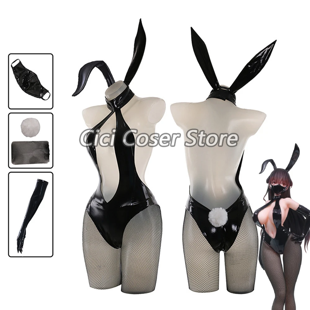 

Anime Cosplay Costume Black Bunny Suit Ears Sexy Women Girls Bodysuits Halloween Party Carnival Outfits PU Leather Jumpsuits