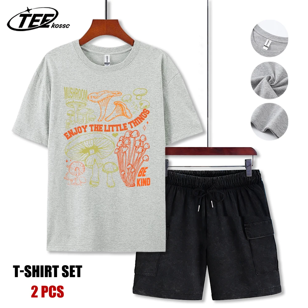 

Enjoy The Little Things Mushroom Print Men T-Shirt Trendy O-Neck T Shirts Hip Hop Oversized Clothes Suet Cotton Male Streetwear