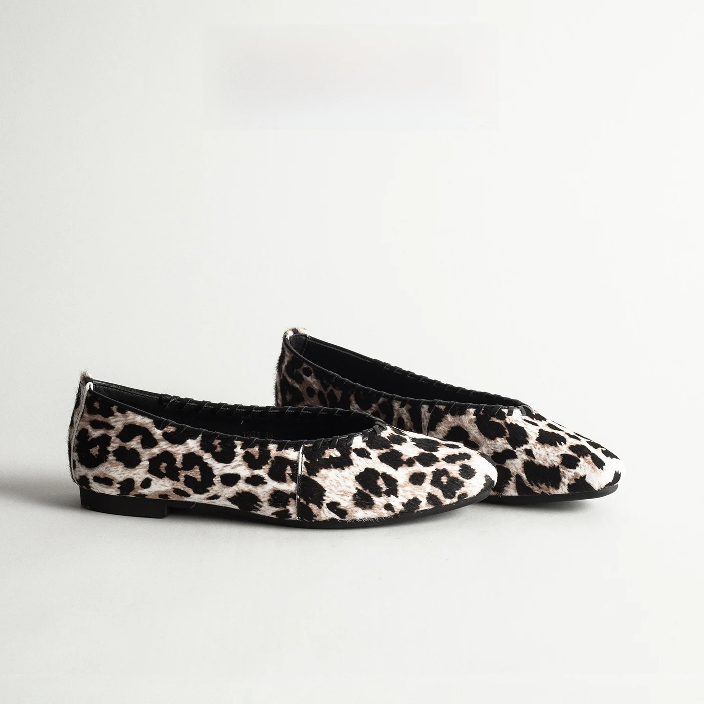 

Genuine Leather Ballet Flat Shoes with Leopard Print Slip-On Flats Spring Summer Fashion Women's Footwear Comfortable Commute...