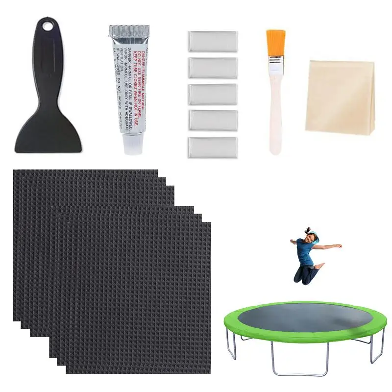 Kit de reparación de parches de pegamento para trampolín, parches de estera de trampolín, barco inflable para piscina, accesorios de reparación de trampolín impermeables, 15 Uds.