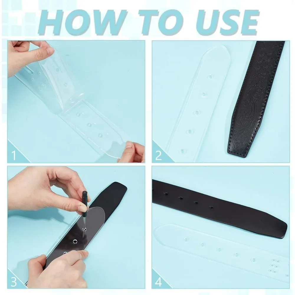 6 قطع من قوالب فتحات مشبك الحزام من الجلد الأكريليك الشفاف أداة وحدة اللكم الحرفية مع طبقة رقيقة واقية لمختلف الجلود