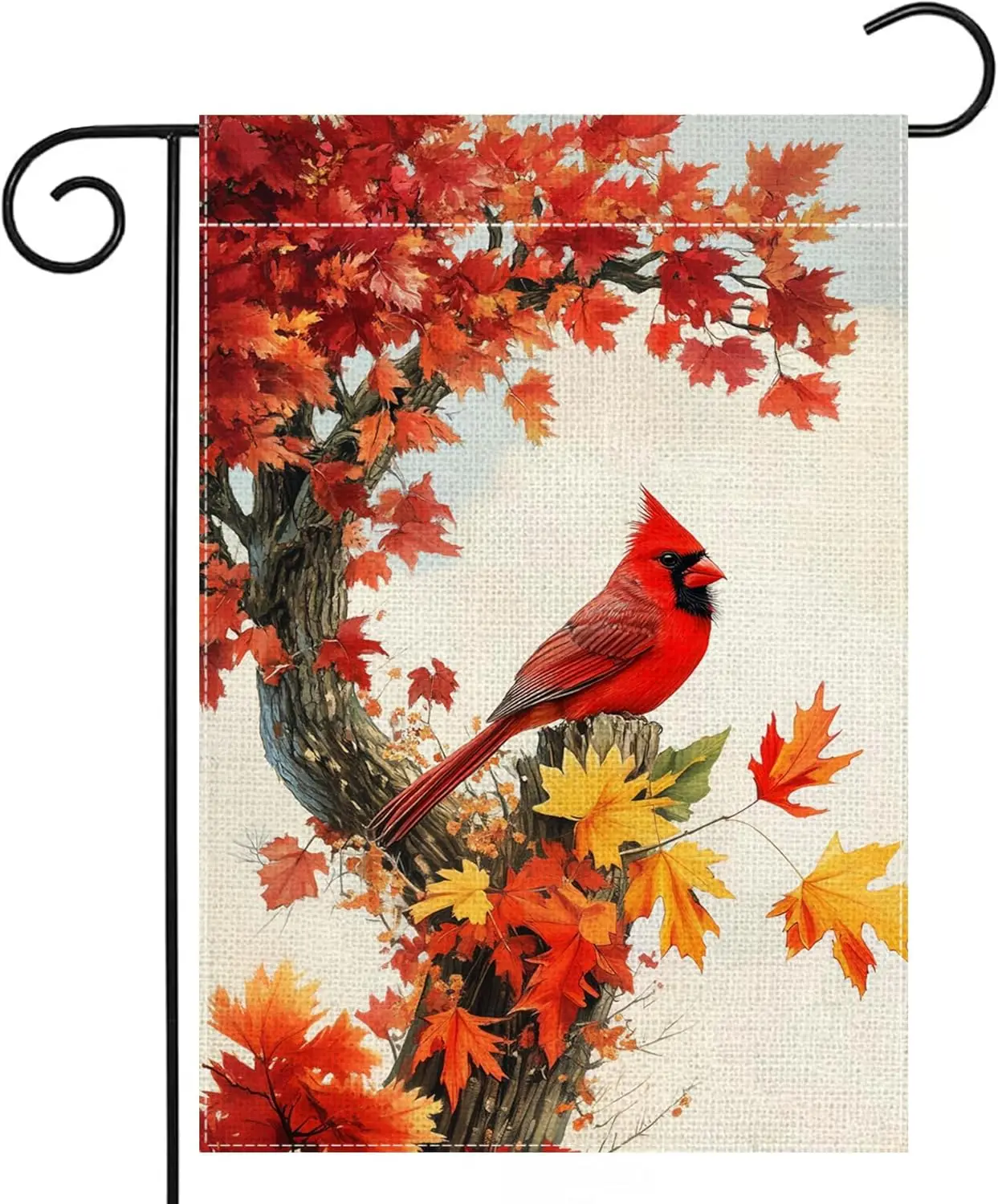 Fall Red Bird Maple Leaves Garden Flag 12x18 Inch Double Sided Thanksgiving Leaves Cardinal Yard Outdoor Flag House Holiday  SSL