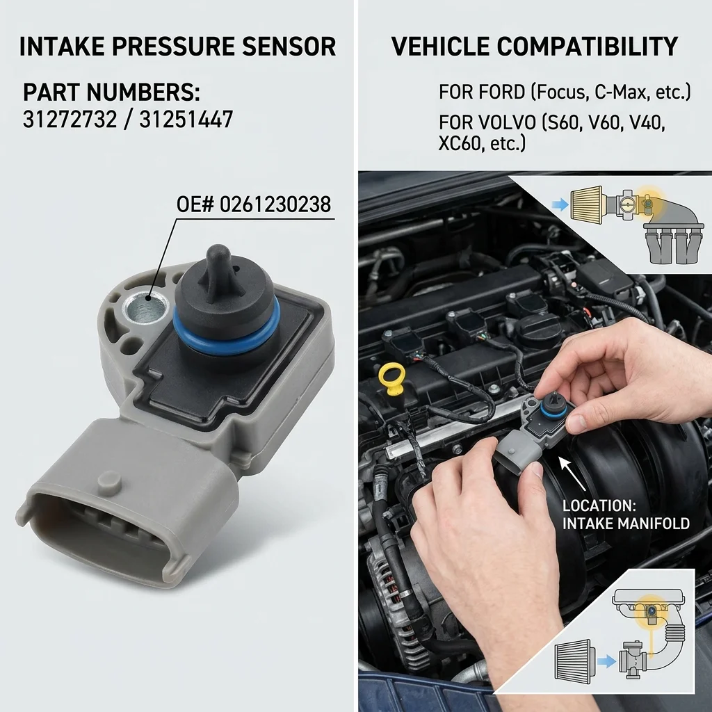 

0261230238 31272732 Intake Air Pressure MAP Sensor For Ford Focus Mondeo Kuga Volvo V40 V60 V70 S60 S80 XC60 XC70 31251447