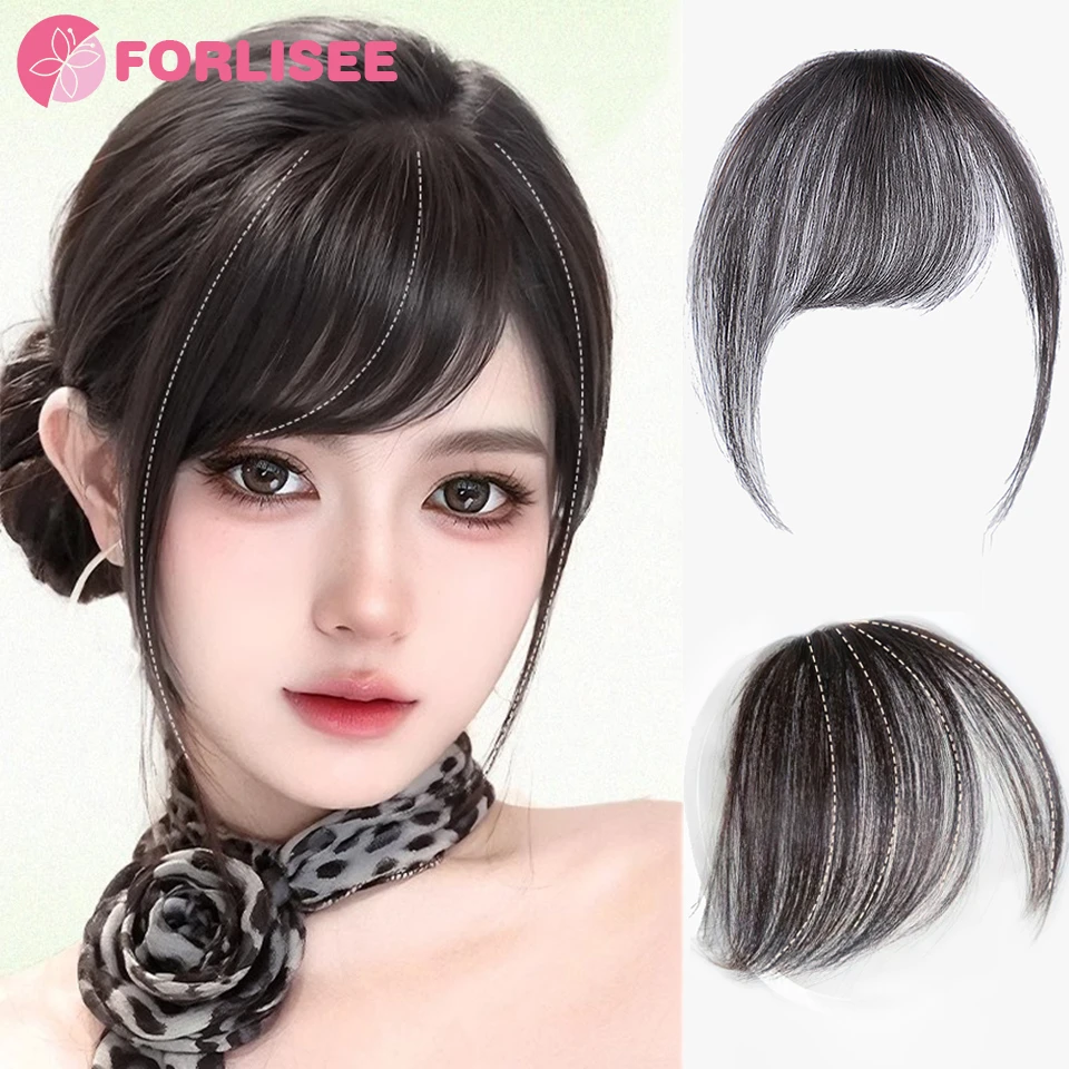 

FORLISEE Synthetic Side Bangs Hairpiece Women Mini Fake Bangs Black Brown Hairpiece Extension For Girls
